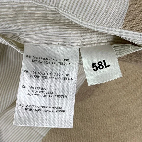 Oak Hill Linen Blazer Jacket Men 58L Beige Oversize DXL Sport Coat Suit Jacket